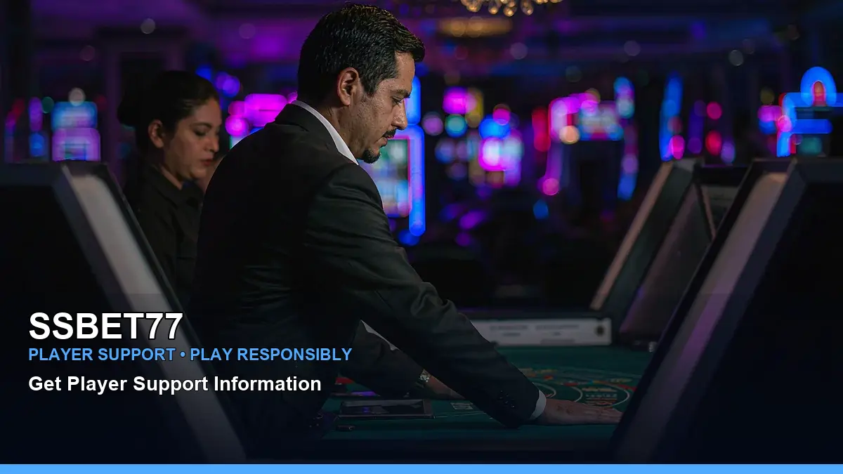 SSBET77 live casino table games featuring an adult Filipina casino host with a right-framed composition