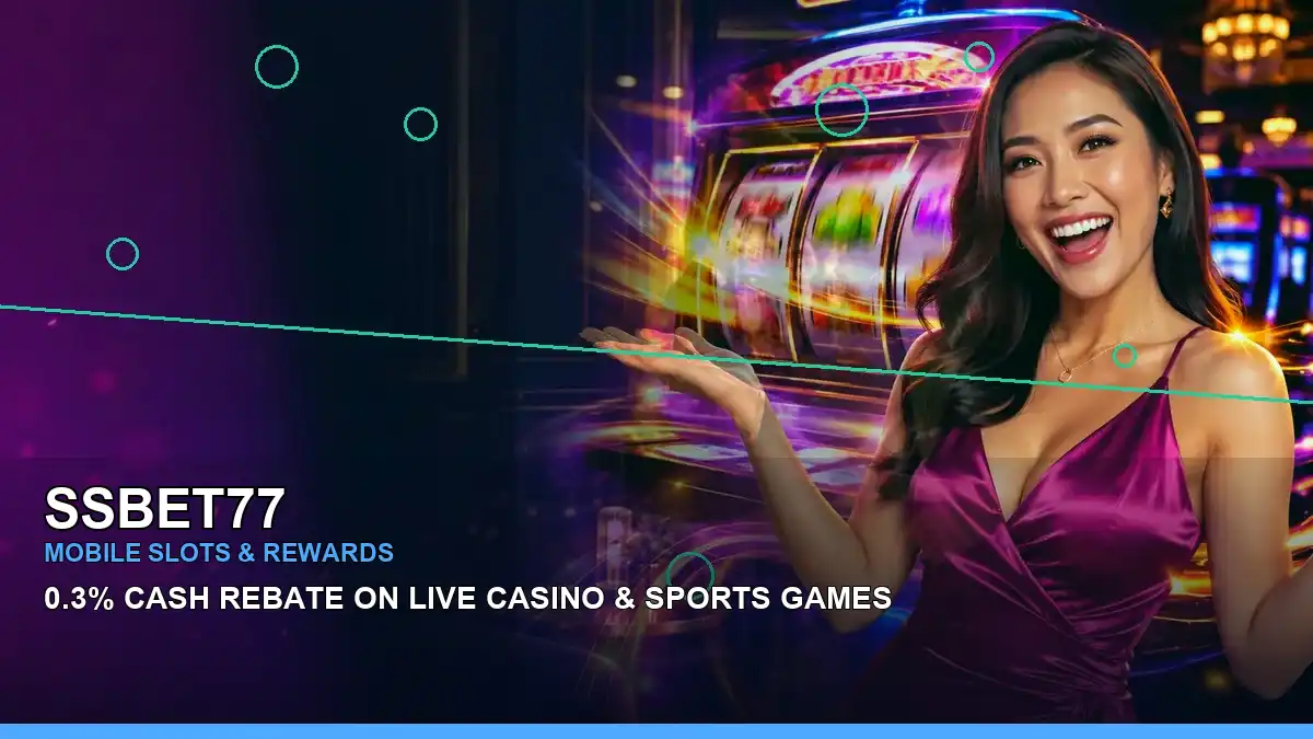 SSBET77 play phone mobile casino games featuring an adult Filipina casino host with a right-framed composition